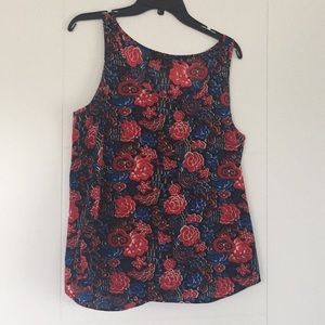 French Connection Red & Blue Floral Tank Blouse